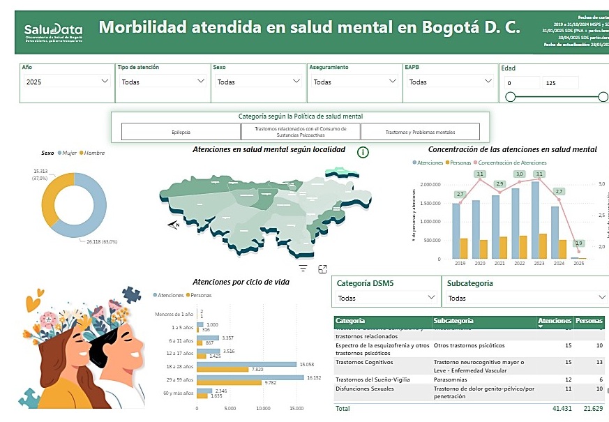 Captura de pantalla / Morbilidad anendida en salud Mental